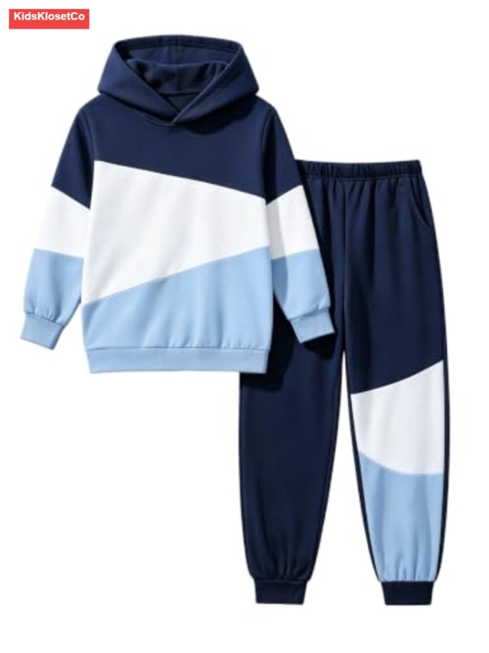 Boys Color Block Hoodie and Jogger Set Long Sleeve Athletic Outfit